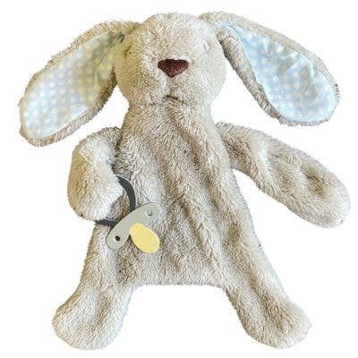 Bunny Comforter with Dummy Holder - Beige/Blue - 30cm