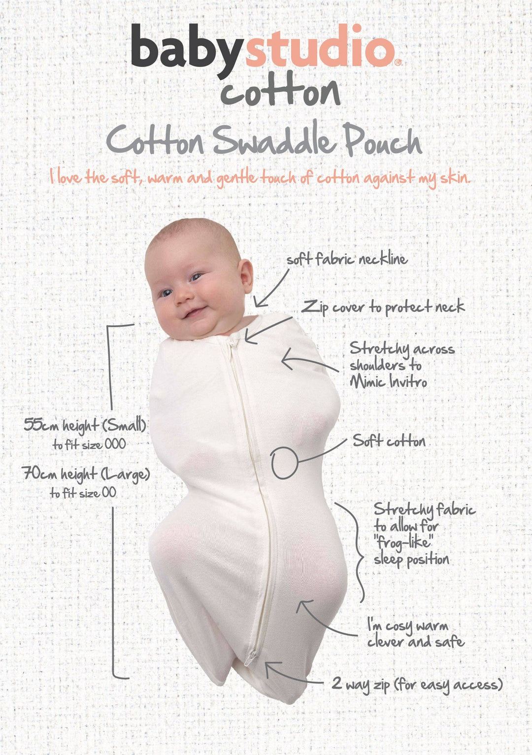 Swaddlepouch cotton large (3-9m) - rumble jungle