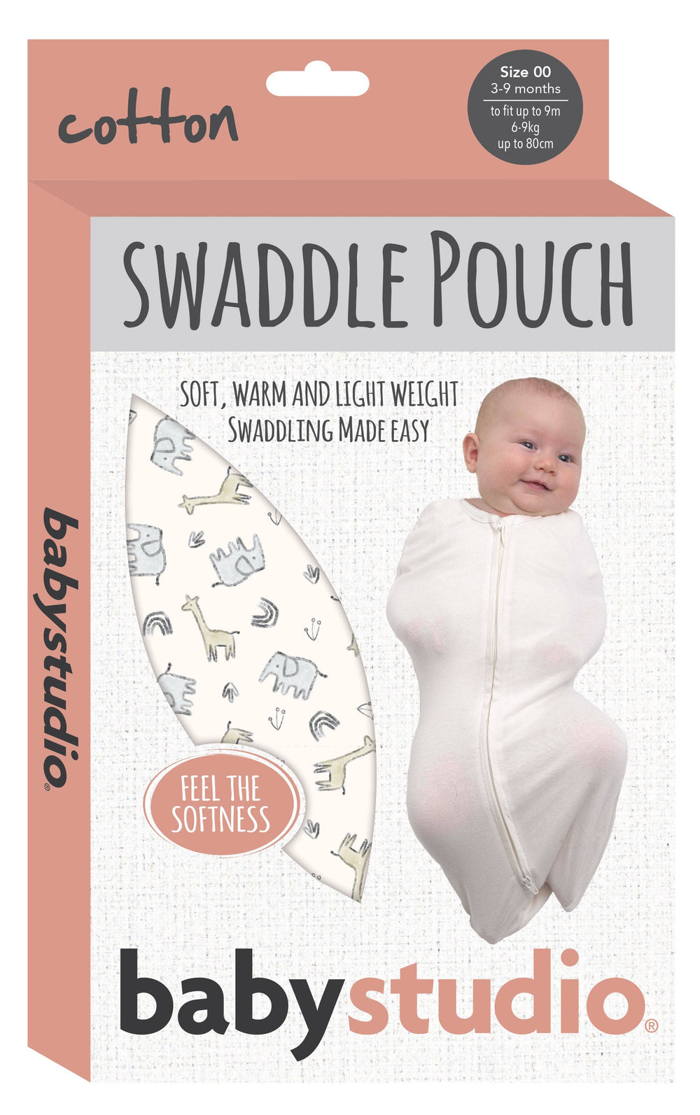 Swaddlepouch cotton large (3-9m) - rumble jungle