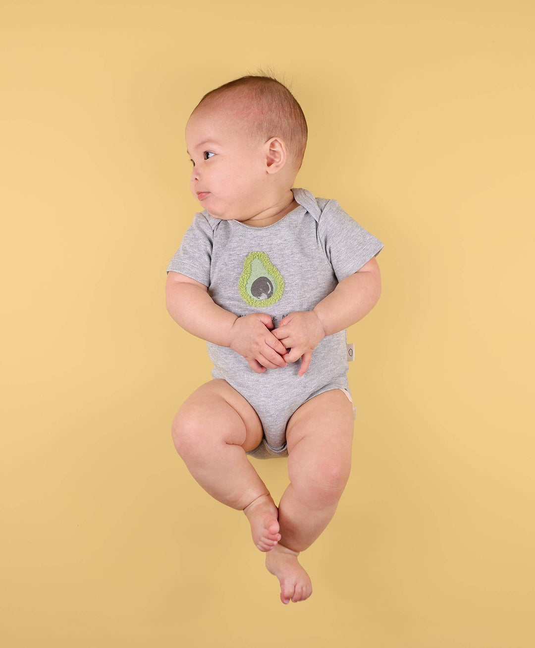 Heather Grey Short Sleeve Bodysuit Baby- Chenille Avocado
