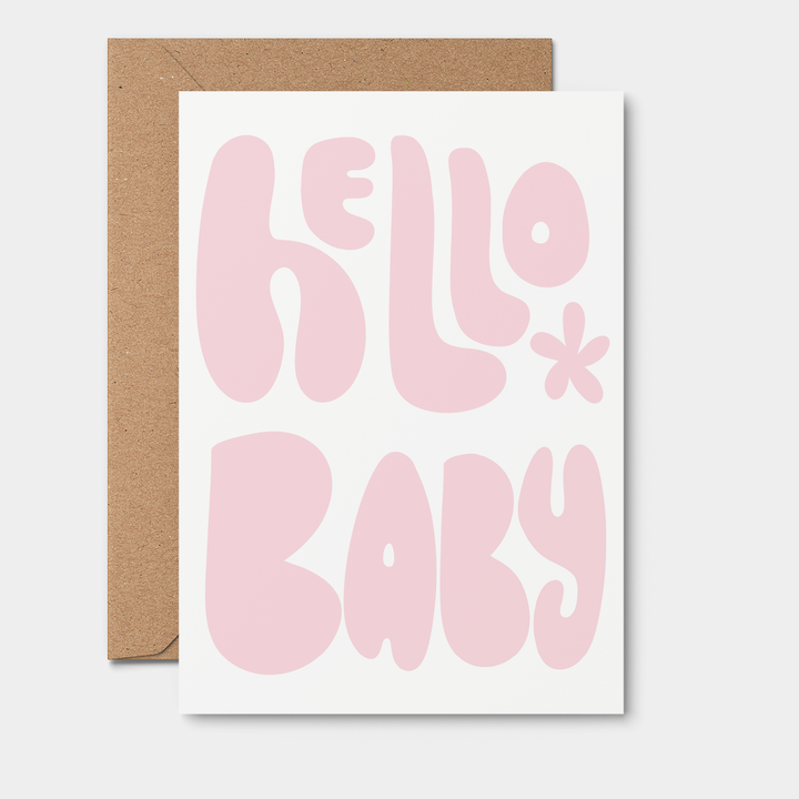 Hello Baby Pink | BABY GREETING CARD | Newborn Card