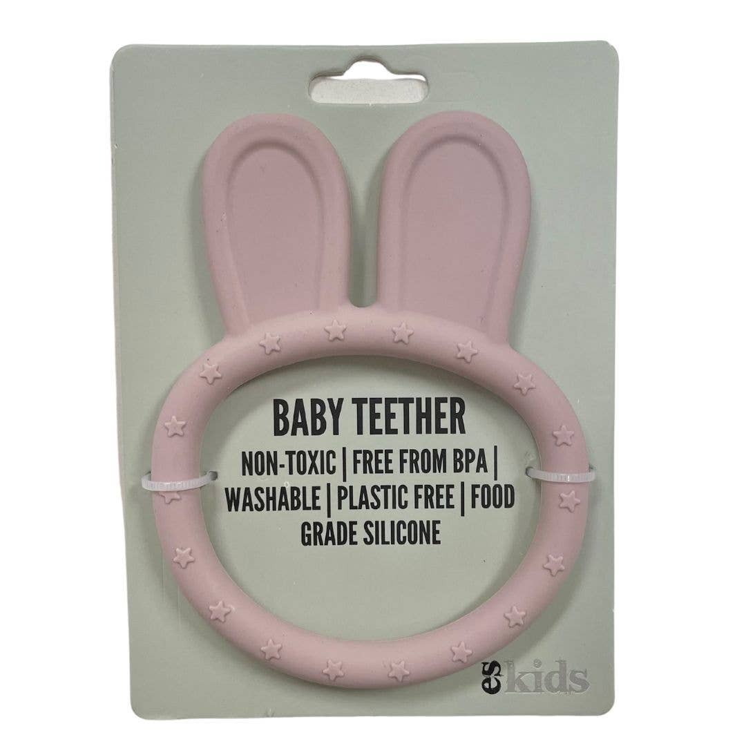 Teether Silicone Bunny  Ring - Light Pink