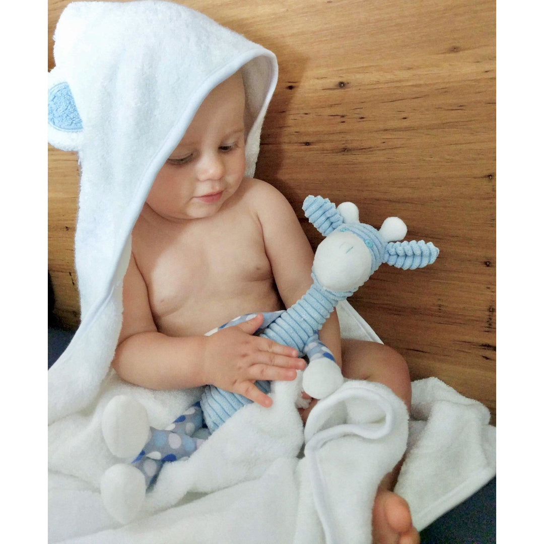 Baby hooded bamboo bath towels & wash cloth Blue ears noosabedbodybaby