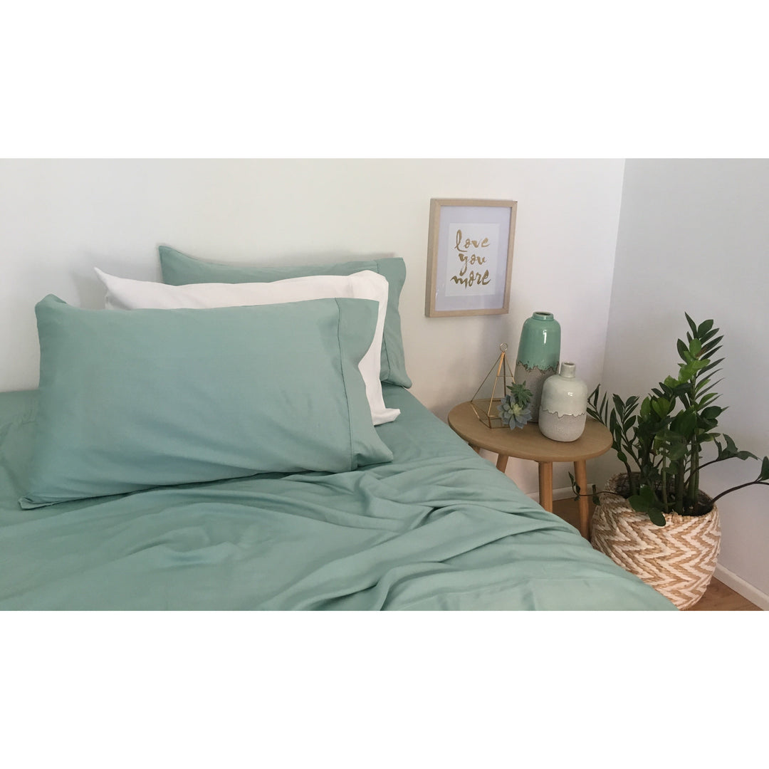 Duvet & Sheet Set - 100% Organic Bamboo King / Tea Tree Green noosabedbodybaby