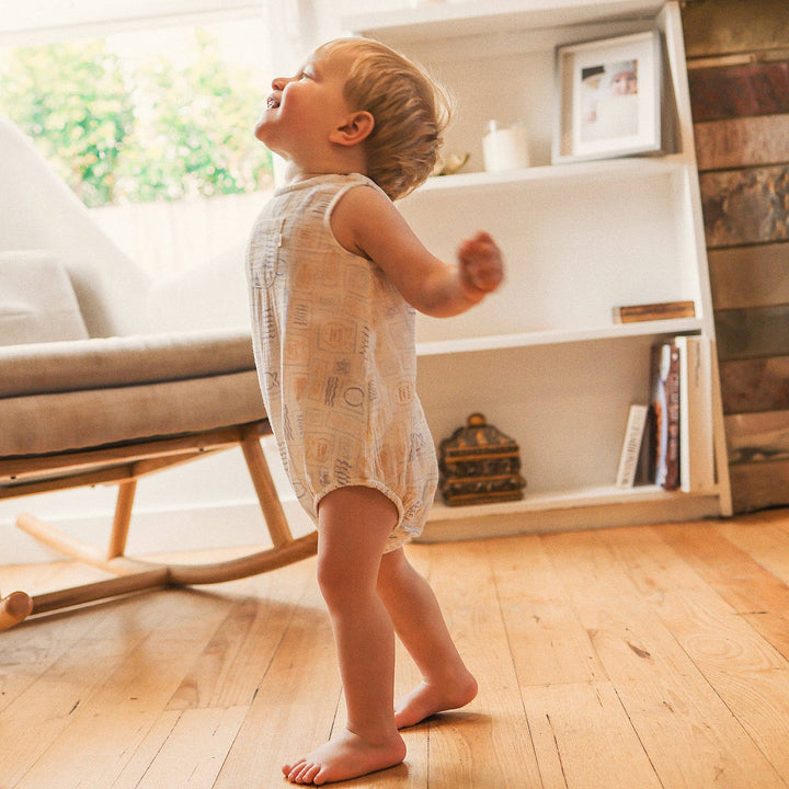 Sleeveless Woven Printed Romper - Salty Shores
