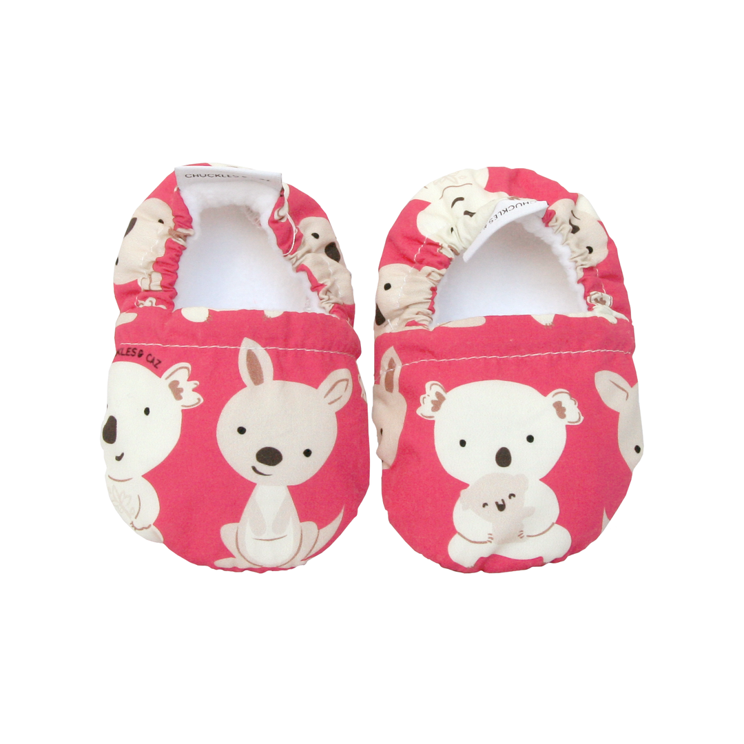 Pink Koala & Kangaroo Baby Booties