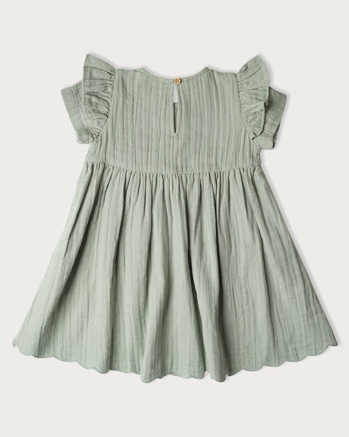 Muslin Charlotte Dress Short Sleeve - Matcha