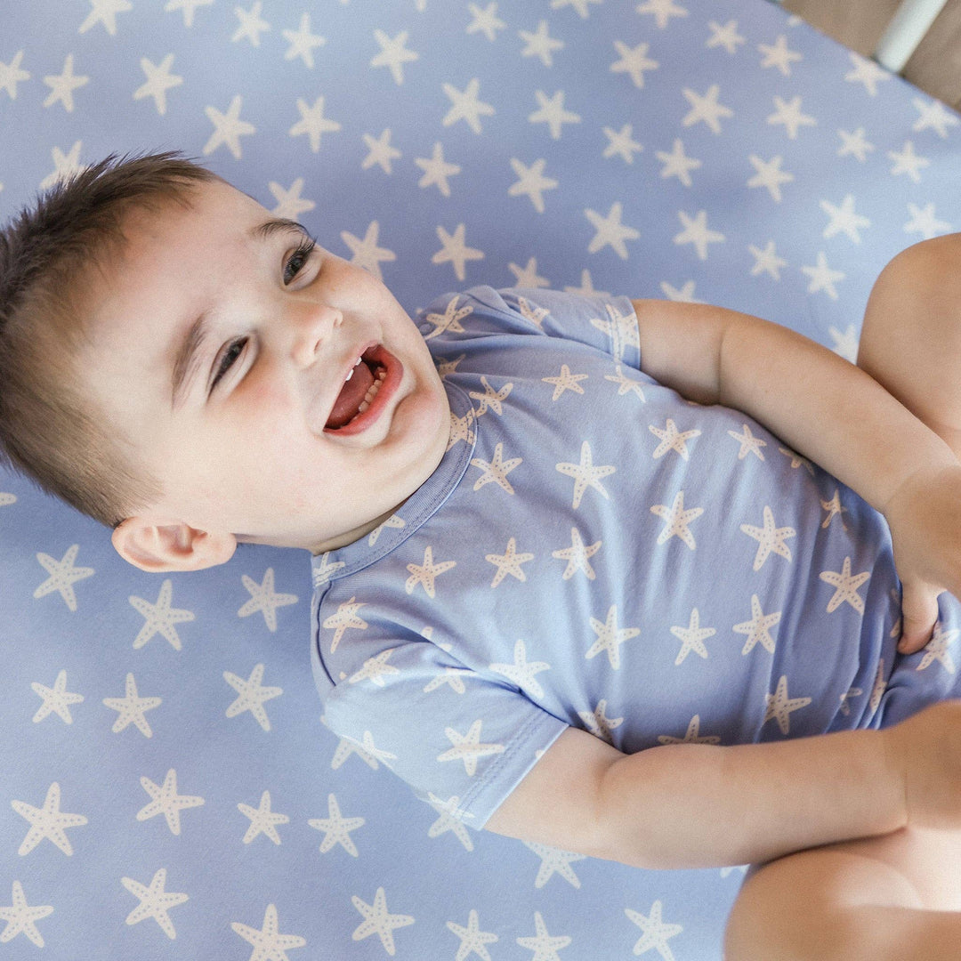 Comfy Short Sleeve Bodysuit - Star Fish Blue