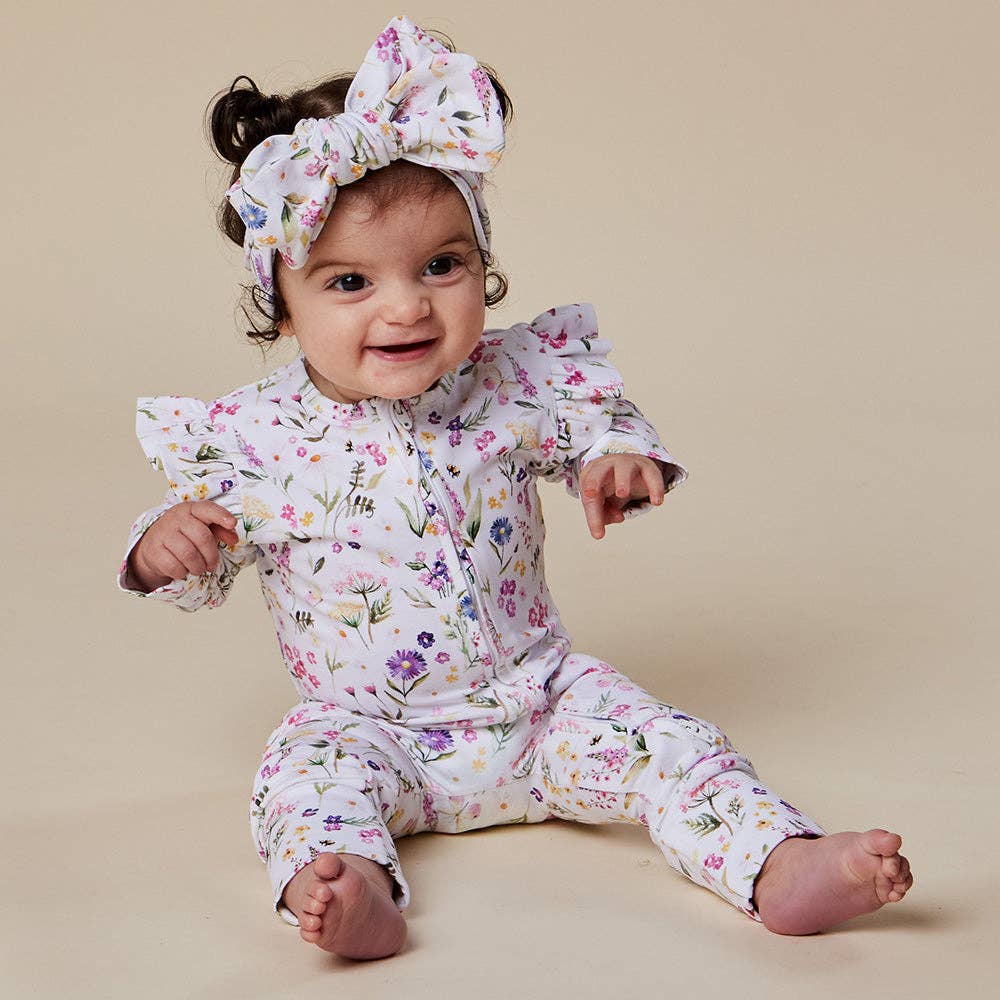Gracie Organic Snugglesuit Convertible Romper with Frill