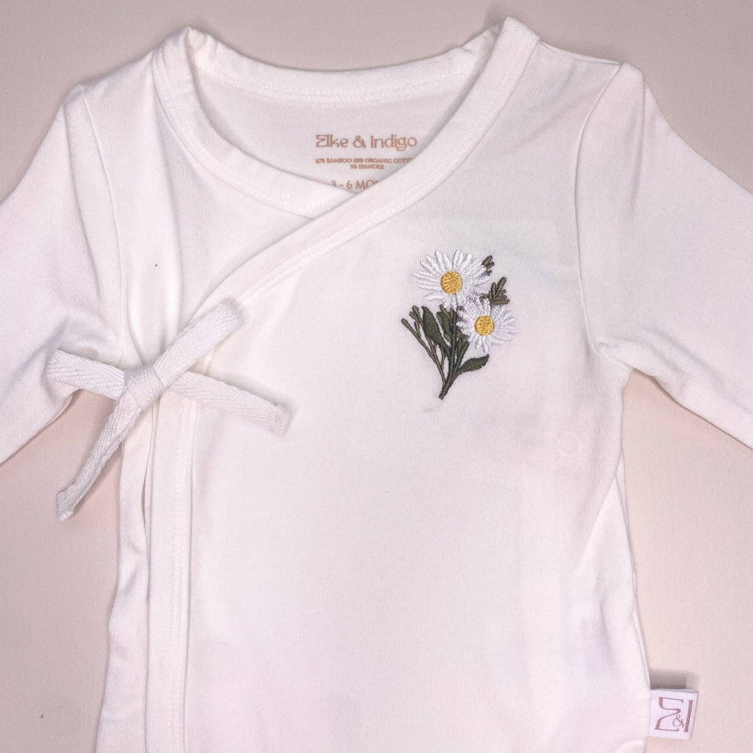 Bamboo/Organic Cotton Freya Long Sleeve Bodysuit - White