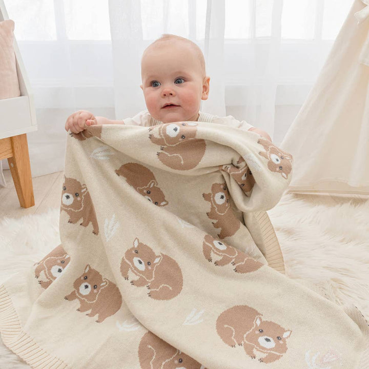 Australiana Baby Blanket - Wombat/Natural