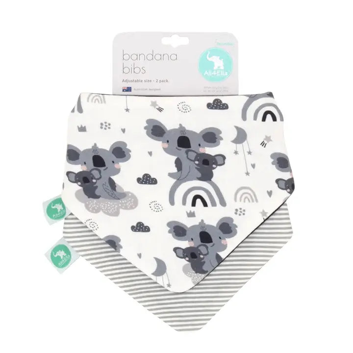 Bandana Bibs 2pk - Koala Grey