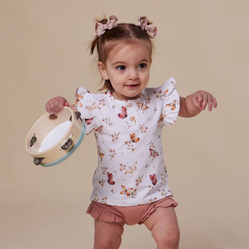 Butterfly Organic Short Sleeve Top with Frill