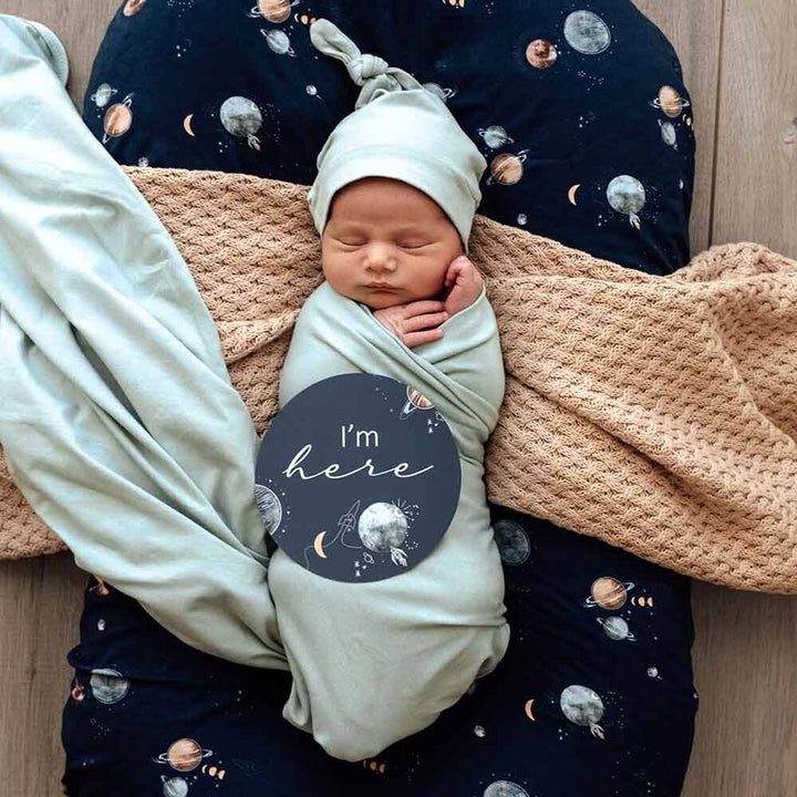 Sage Baby Jersey Wrap & Beanie Set