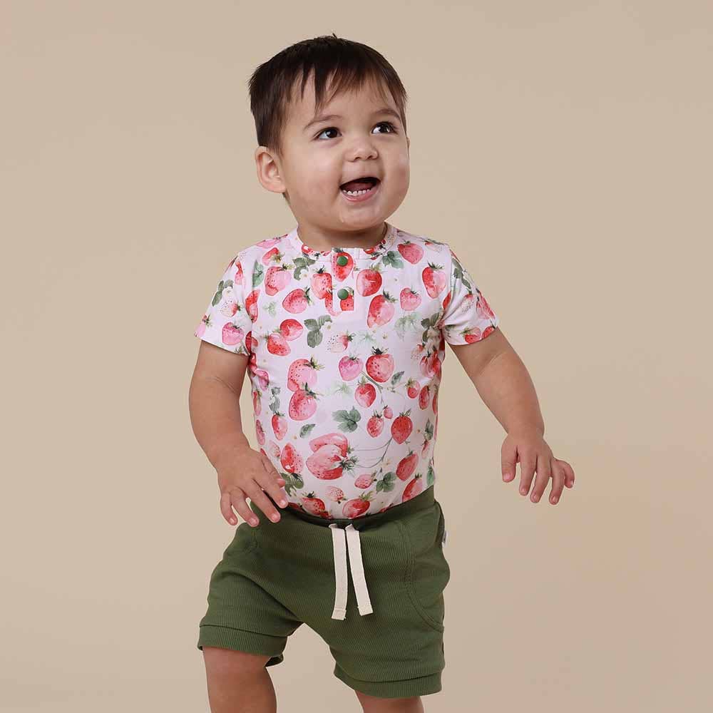 Strawberry Short Sleeve Organic Bodysuit