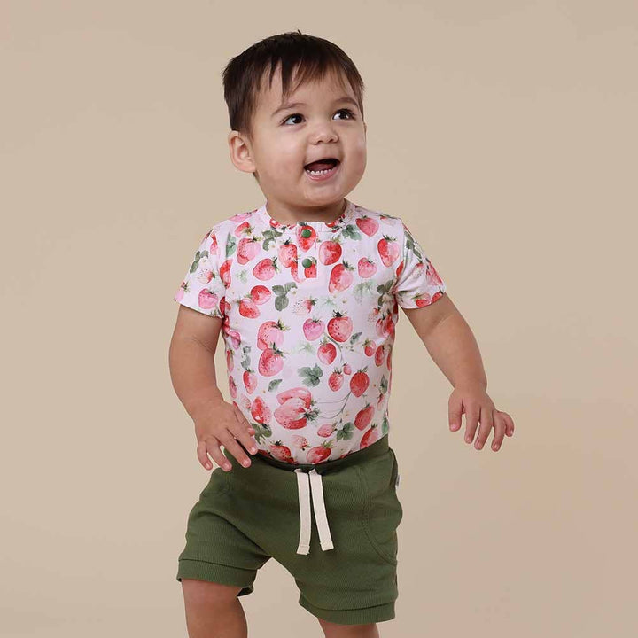 Strawberry Short Sleeve Organic Bodysuit