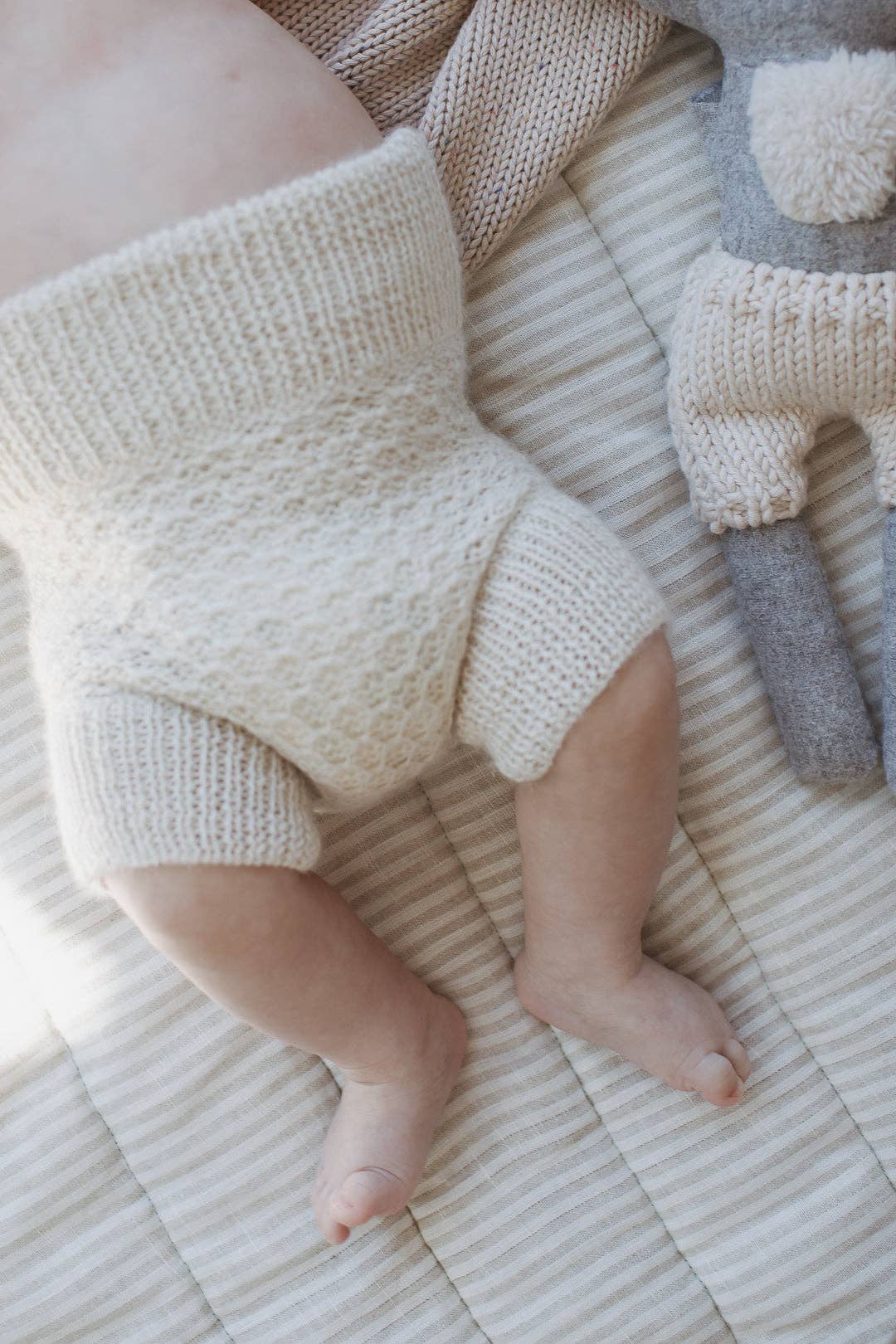 Soft Sage & Pinstripe - French Linen Baby Play Mat