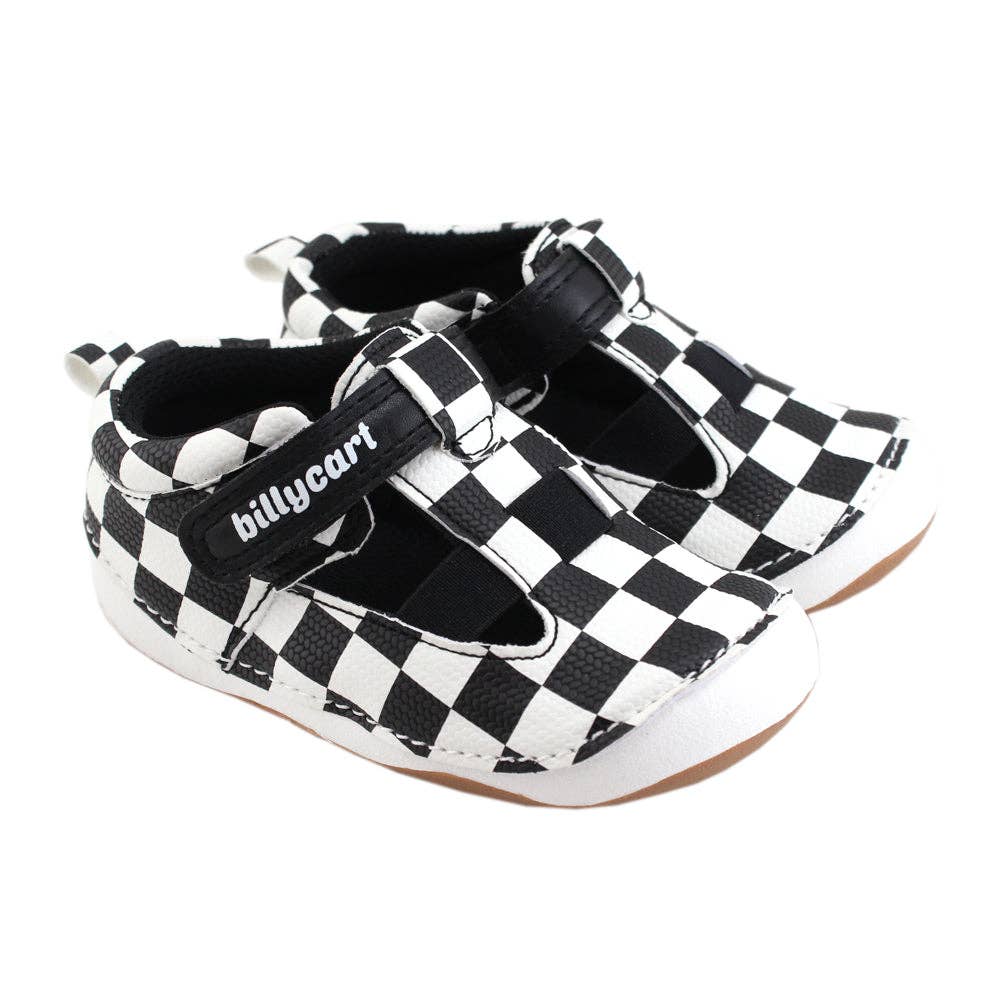 *NEW STYLE* RACER black and white checkered baby and toddler unisex sandals