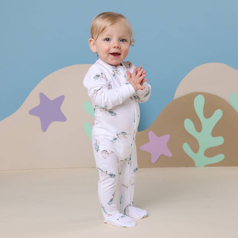 Turtle Organic Snuggle Sleepsuit Zip Footie