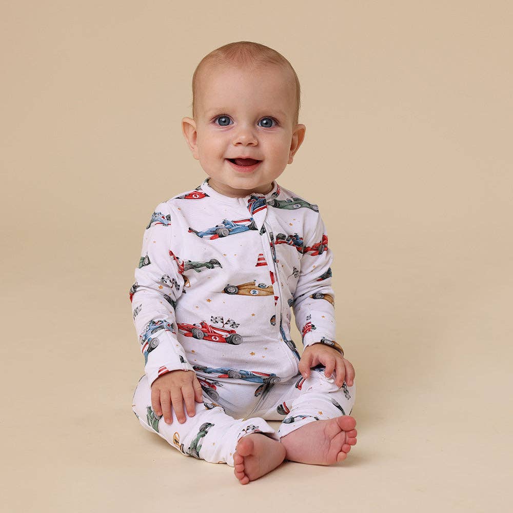 Little Racers Organic Snugglesuit Convertible Romper