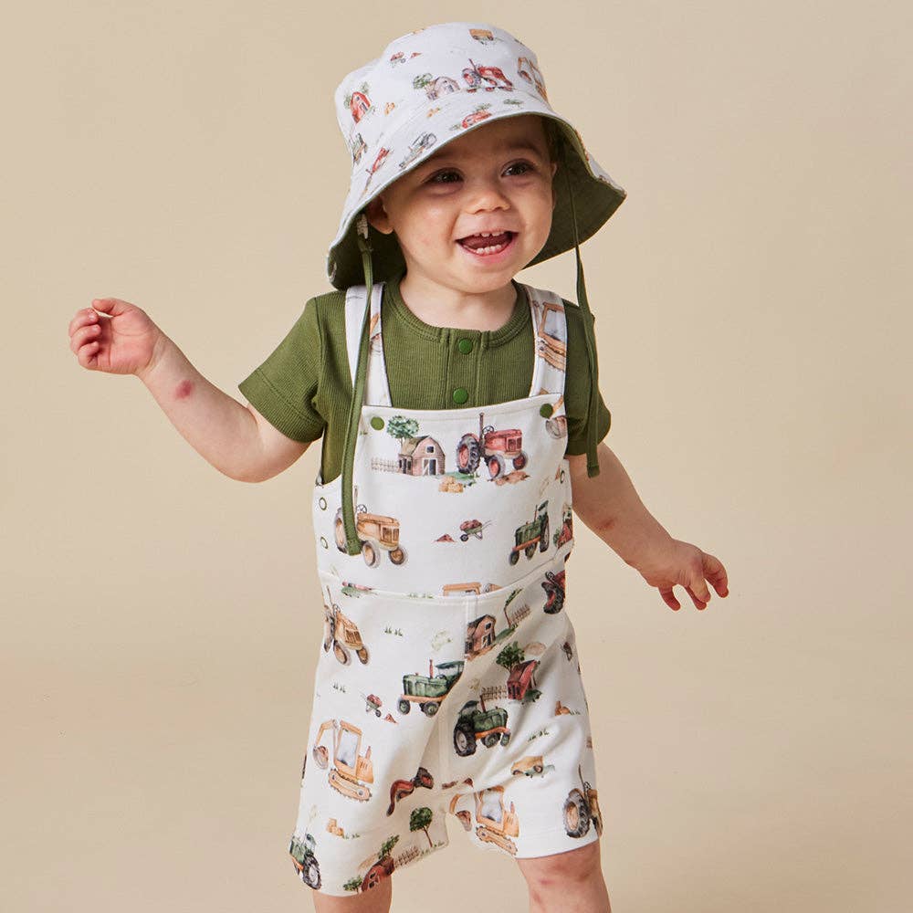 Diggers & Tractors Organic Snuggle Overall Shorts