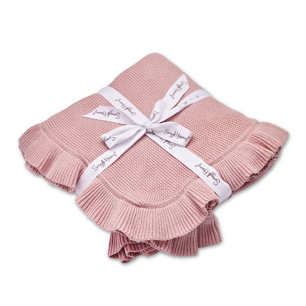 Rosa Ruffle Knit Organic Baby Blanket