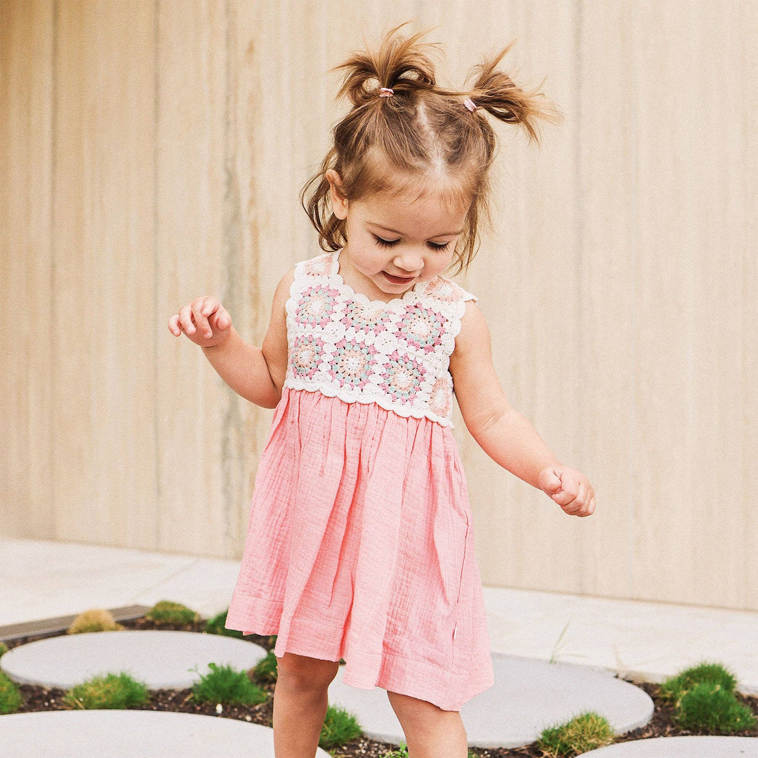 Crochet Woven Dress - Strawberry