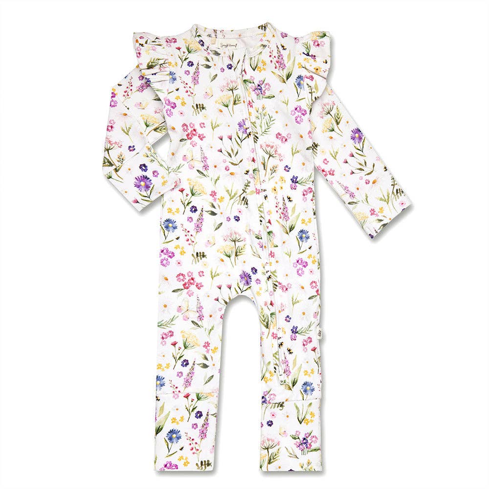 Gracie Organic Snugglesuit Convertible Romper with Frill