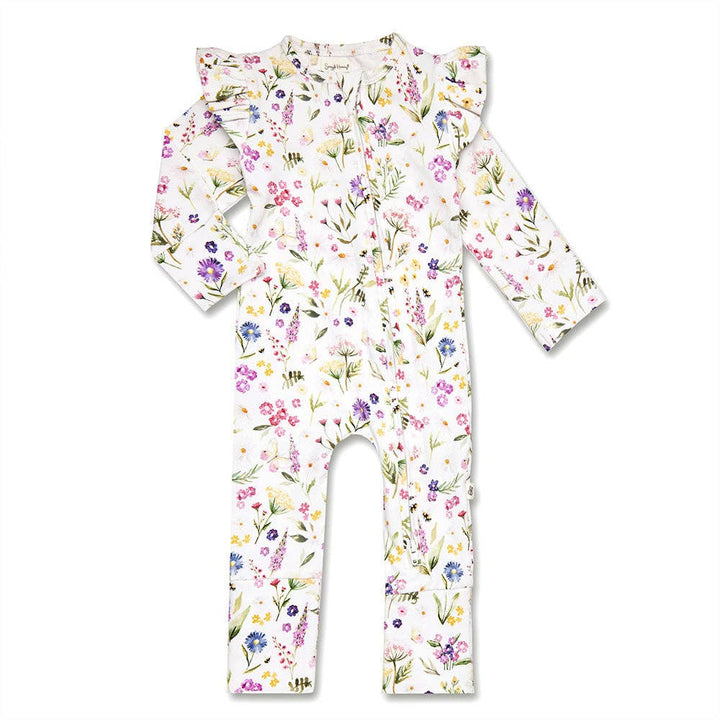 Gracie Organic Snugglesuit Convertible Romper with Frill