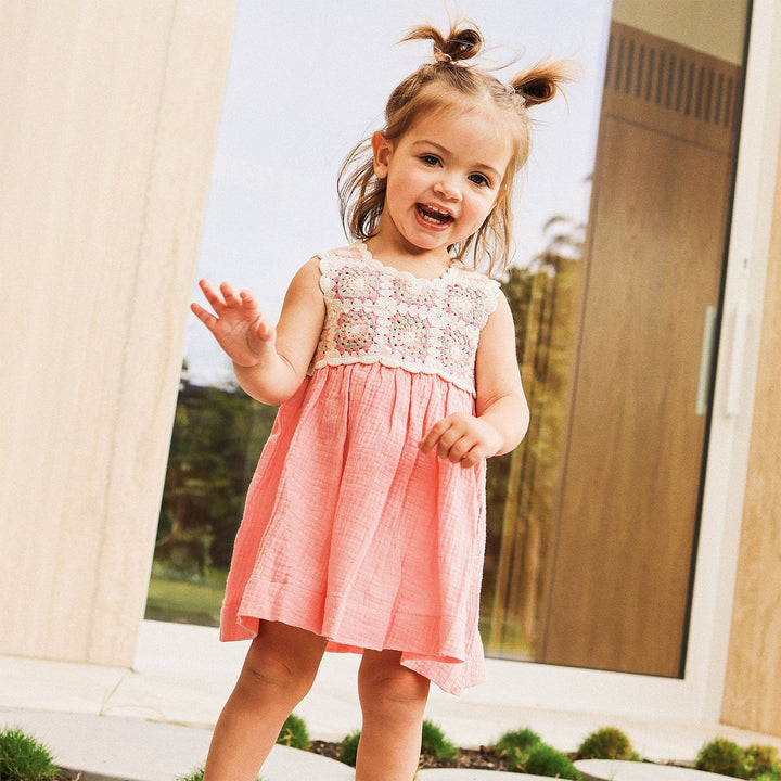 Crochet Woven Dress - Strawberry