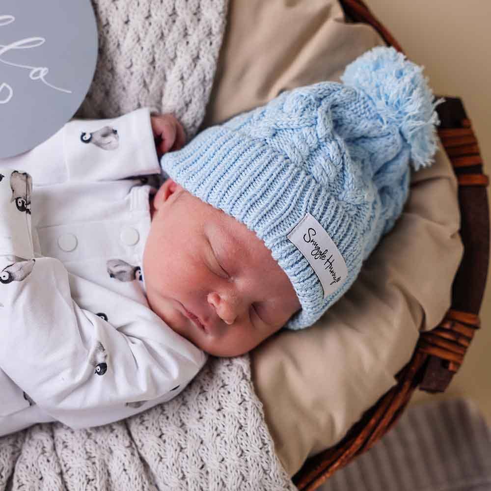 Baby Blue Organic Baby Knit Beanie