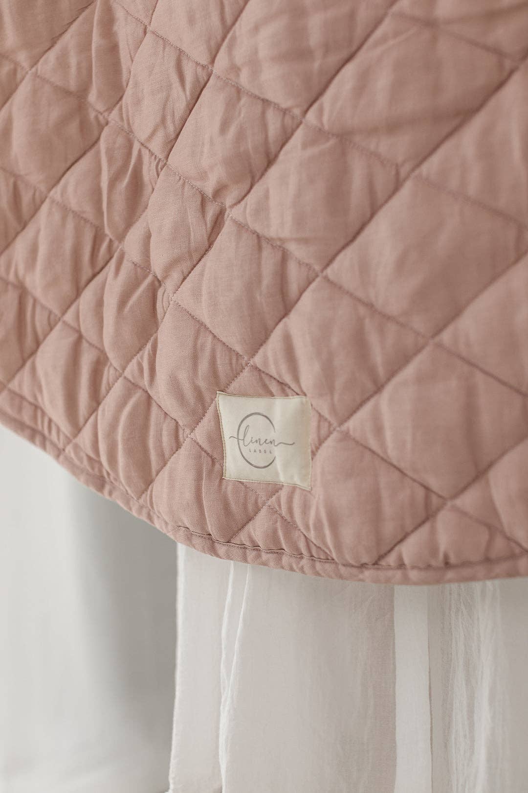 Dusty Rose & Gingham - French Linen Quilted Play Mat