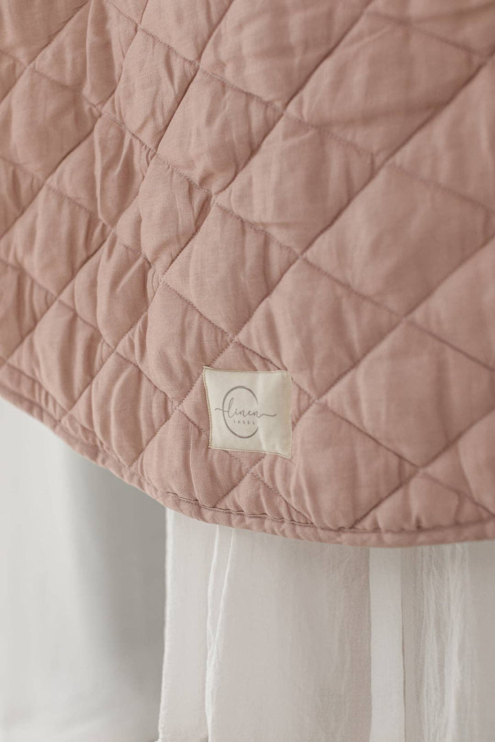 Dusty Rose & Gingham - French Linen Quilted Play Mat