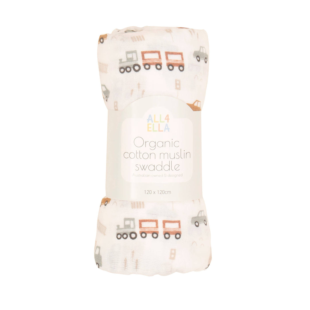 Organic Muslin swaddle - Trucks