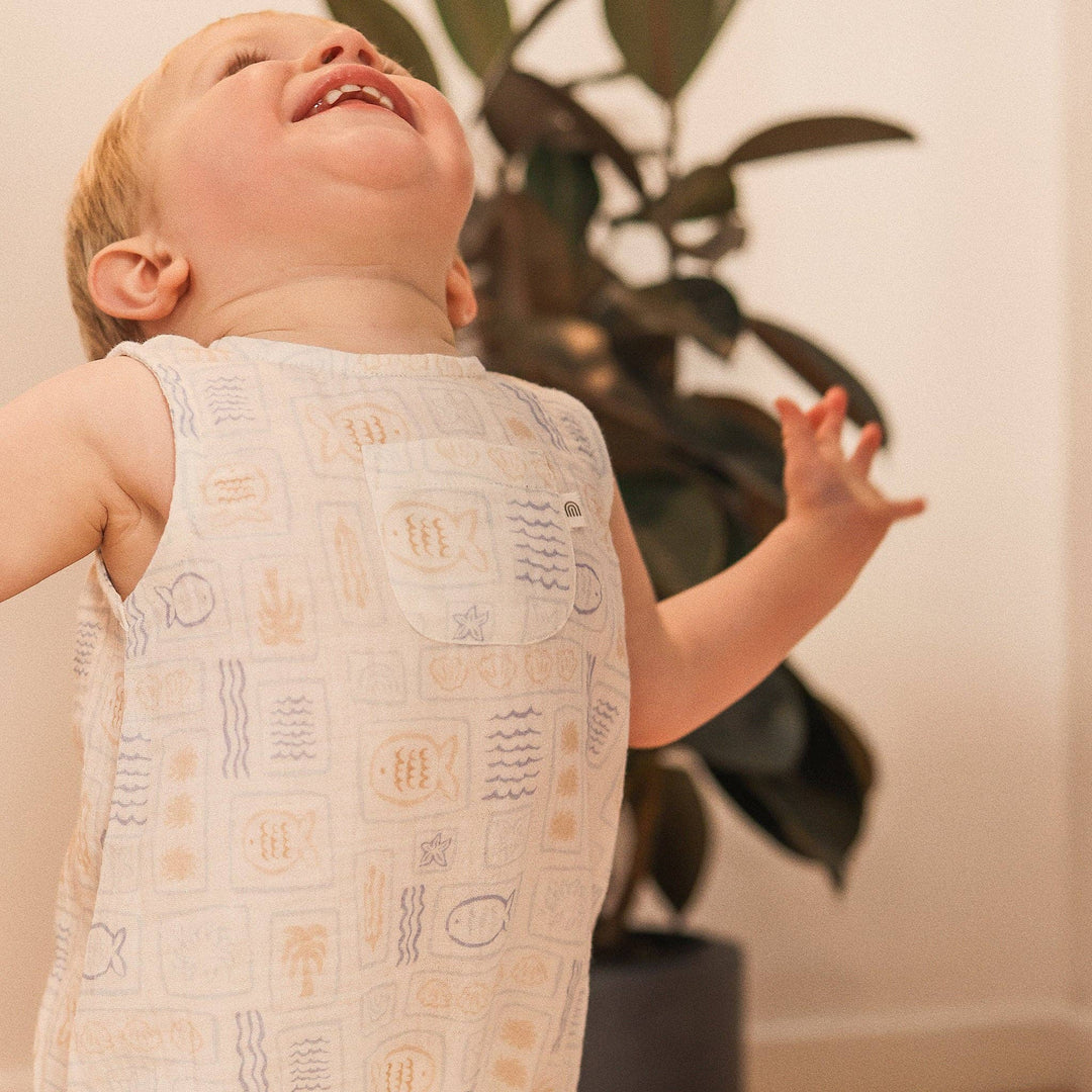 Sleeveless Woven Printed Romper - Salty Shores