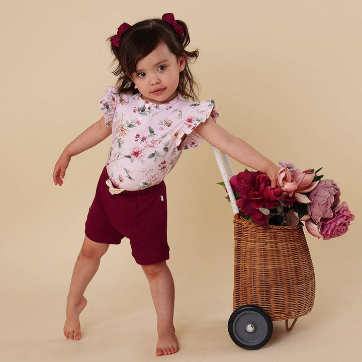 Birds & Blooms Organic Short Sleeve Top with Frill