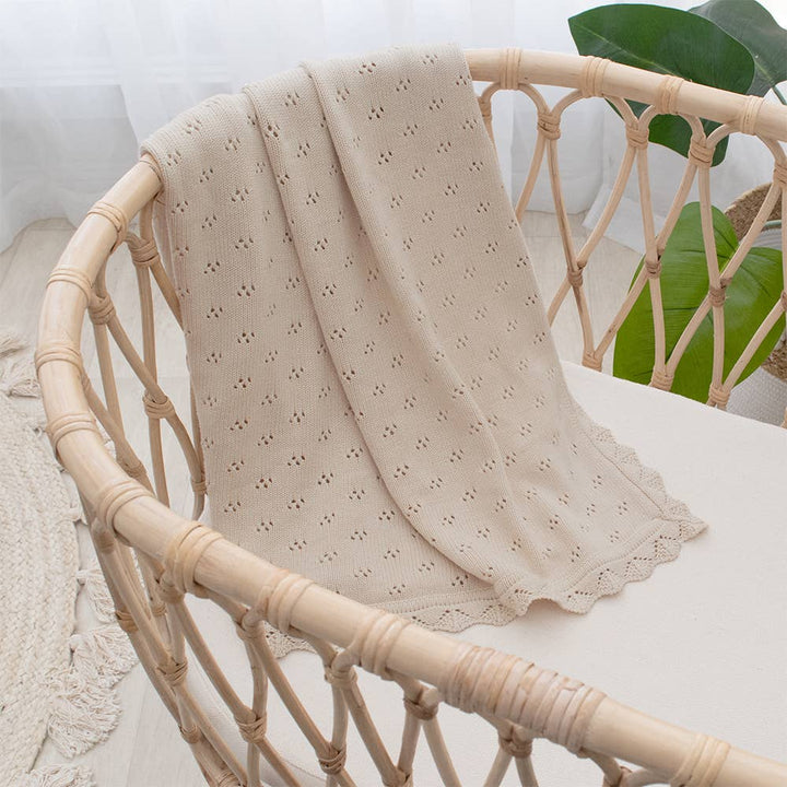 Bamboo/Cotton Heirloom Baby Blanket - Sand