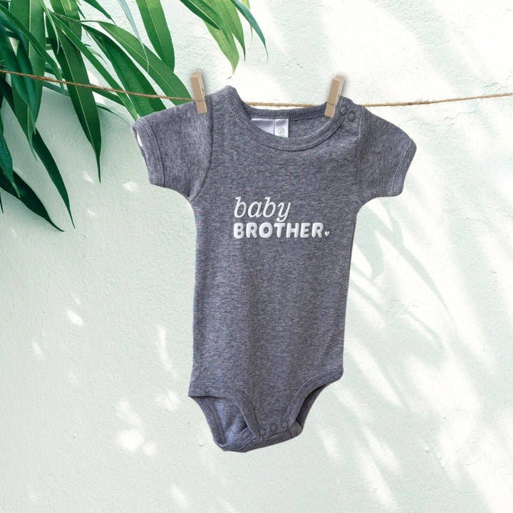 Infant Short Sleeve Romper - Baby Brother - Grey Marle