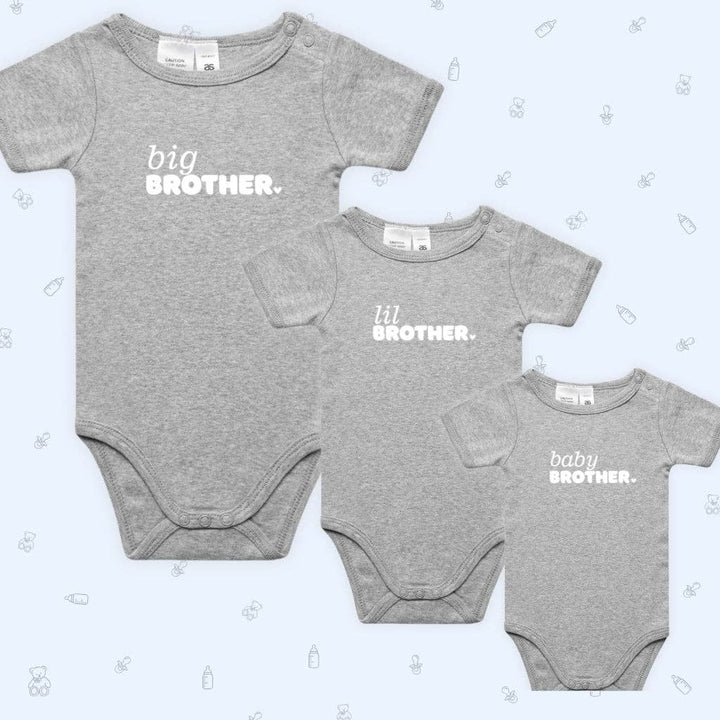 Infant Short Sleeve Romper - Baby Brother - Grey Marle