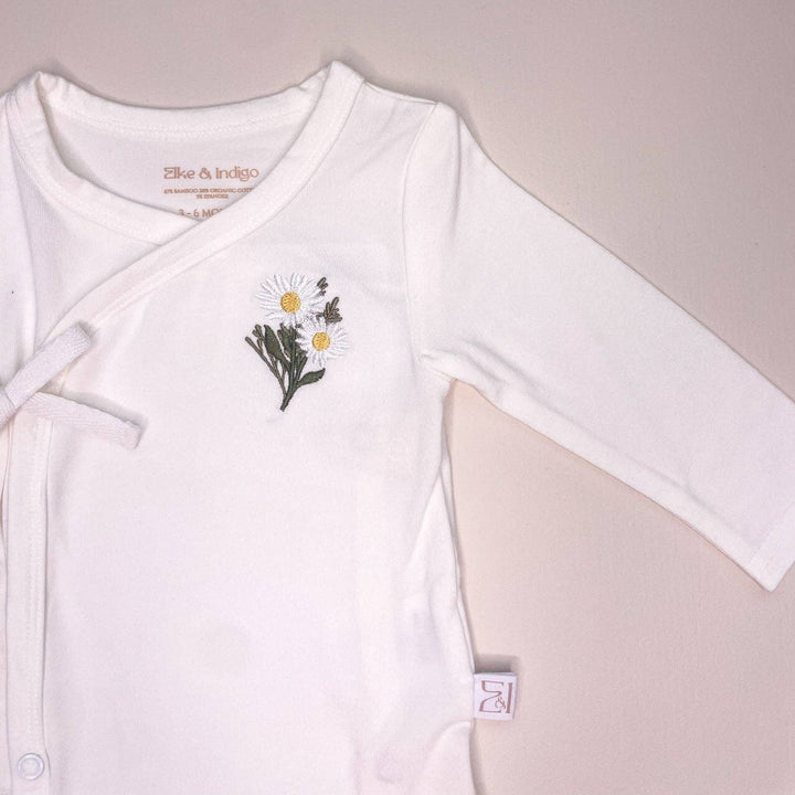 Bamboo/Organic Cotton Freya Long Sleeve Bodysuit - White