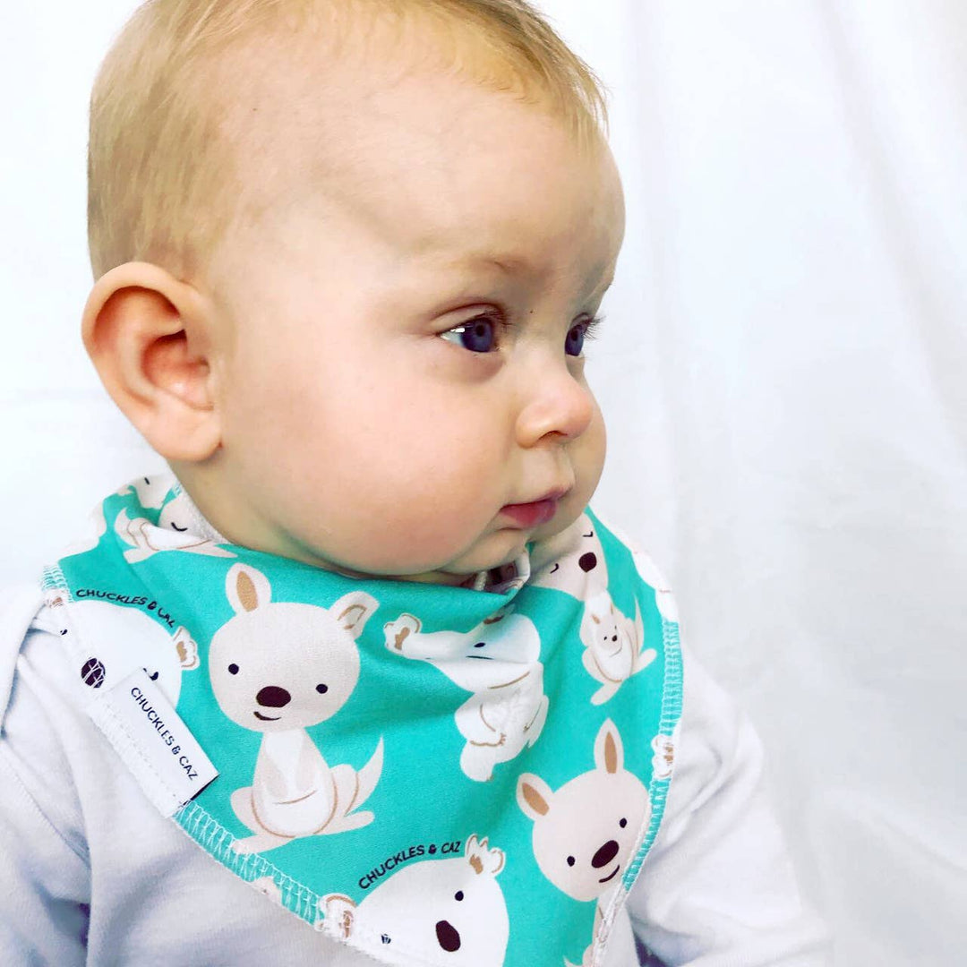 Aqua Koala & Kangaroo Dribble Bib