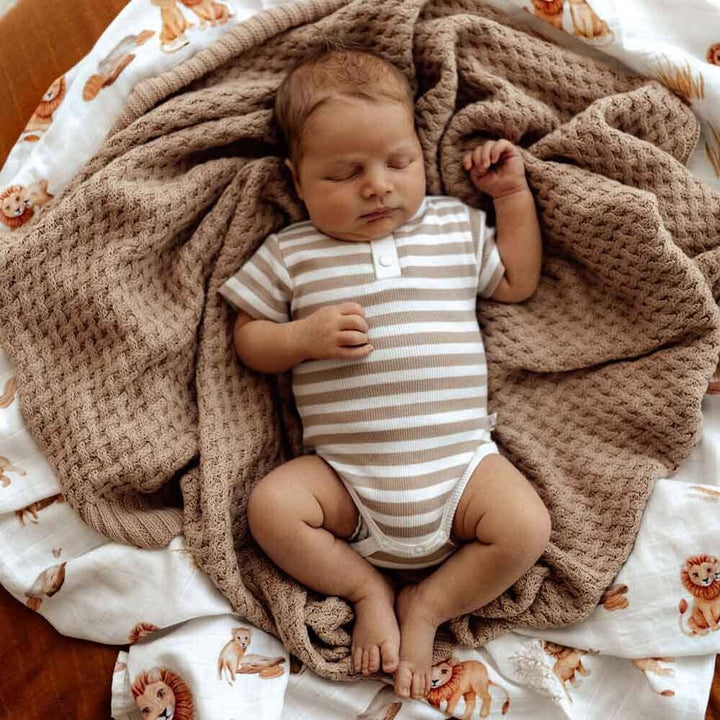 Pebble Stripe Short Sleeve Organic Bodysuit