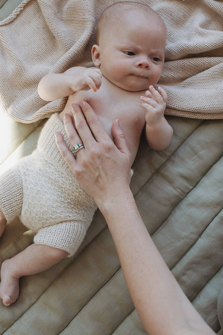Soft Sage & Pinstripe - French Linen Baby Play Mat