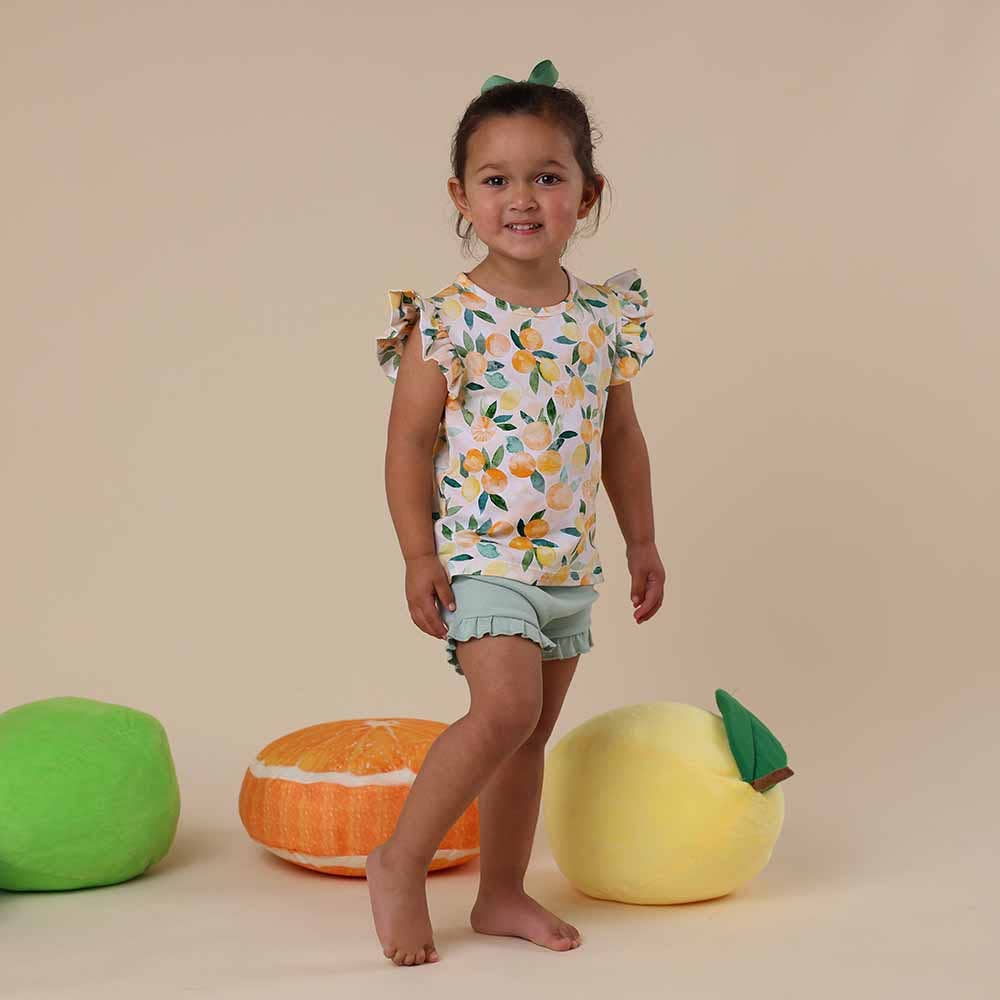 Sunny Citrus Organic T-Shirt with Frill
