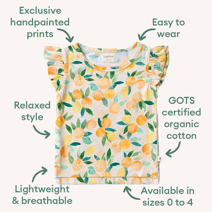 Sunny Citrus Organic T-Shirt with Frill