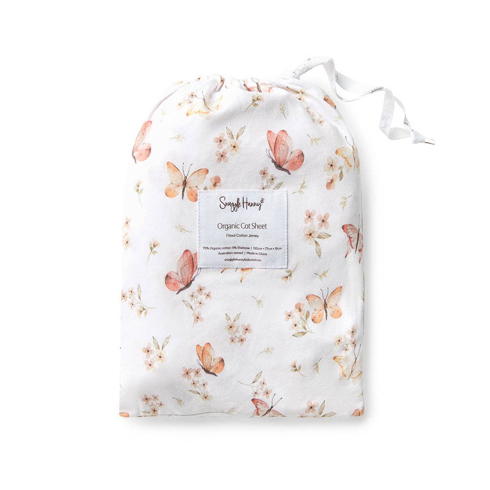 Butterfly Organic Fitted Cot Sheet
