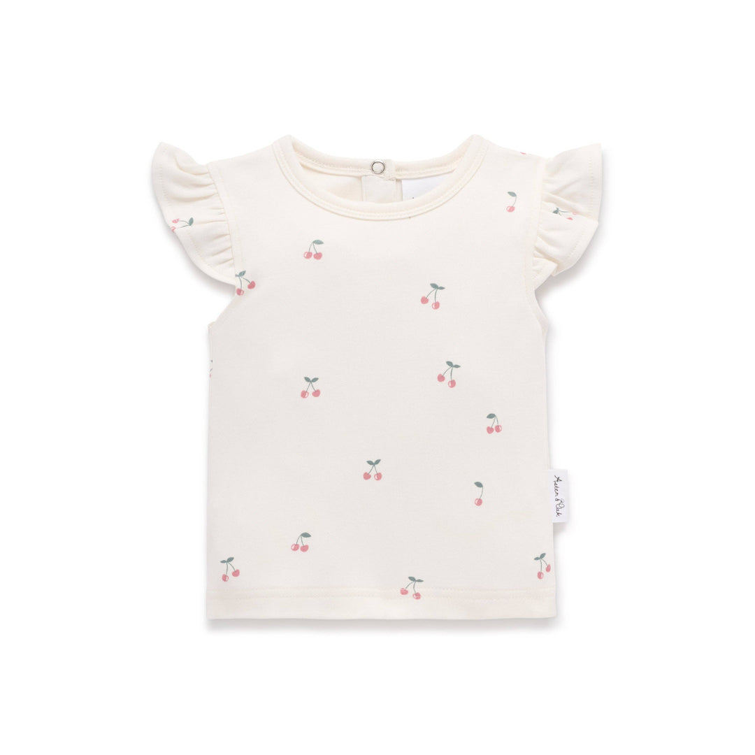 Cherry Flutter Sleeve Top