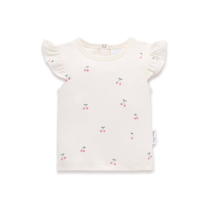 Cherry Flutter Sleeve Top