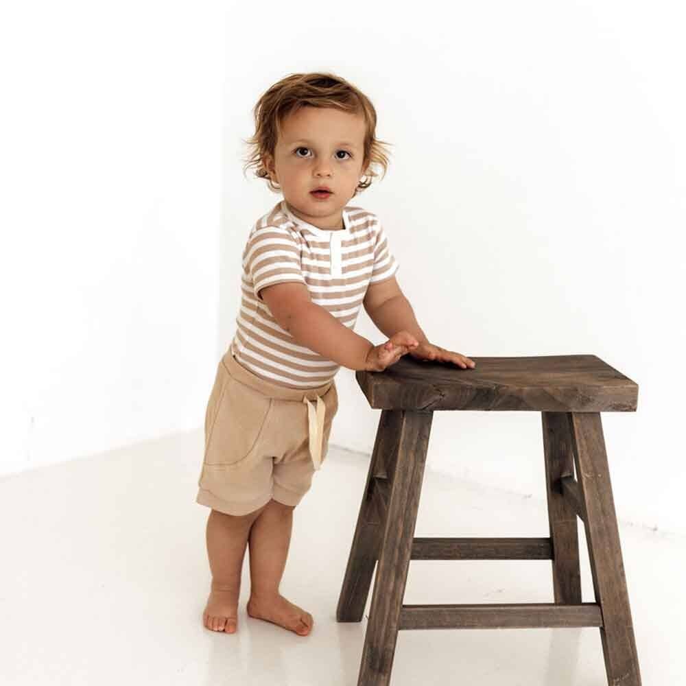 Pebble Stripe Short Sleeve Organic Bodysuit