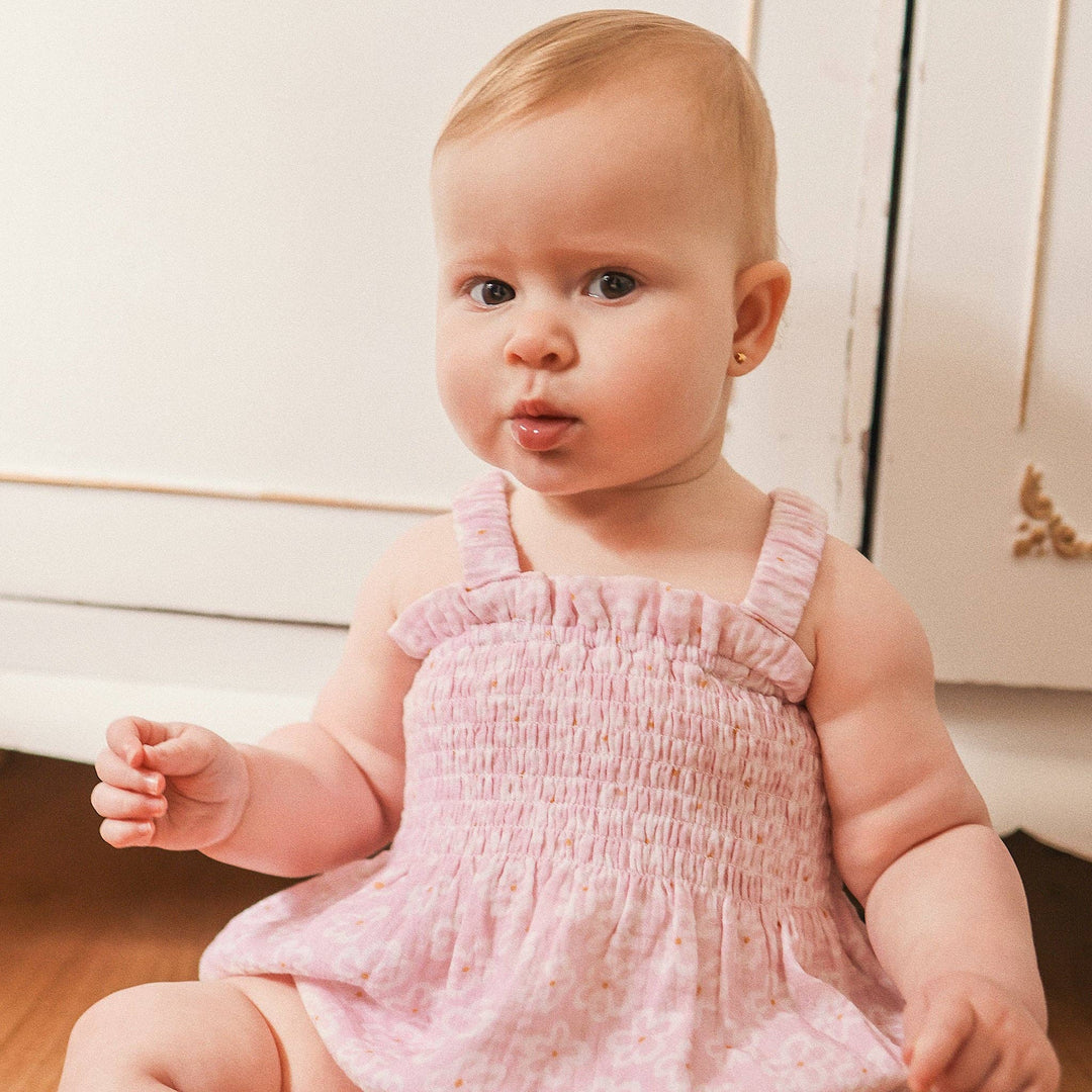 Shirred Woven Romper - Frangipani